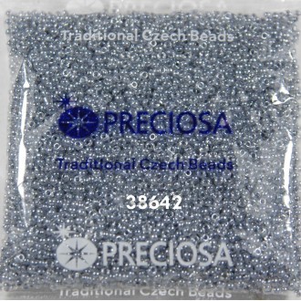 Бисер Preciosa круглый 10/0 цв.38642 прозрачный кристальный с цветным прокрасом блестящий (цена за уп/10г)